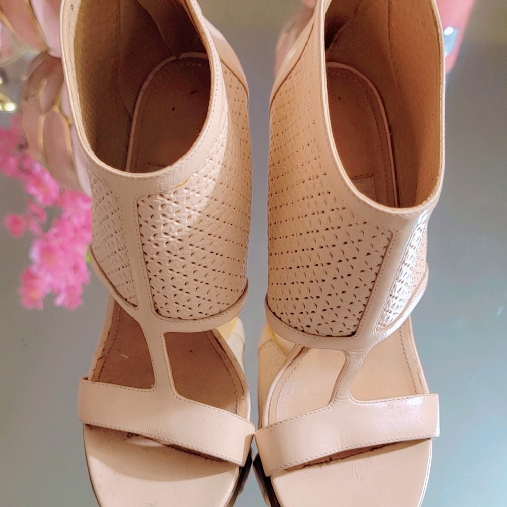Salvatore Ferragamo Women’s Pacela C Cream Perforated Leather Open Toe Sandal